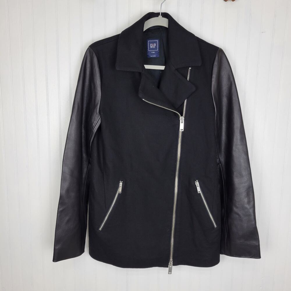 Gap Leather and Cotton Black Moto Jacket Size Small